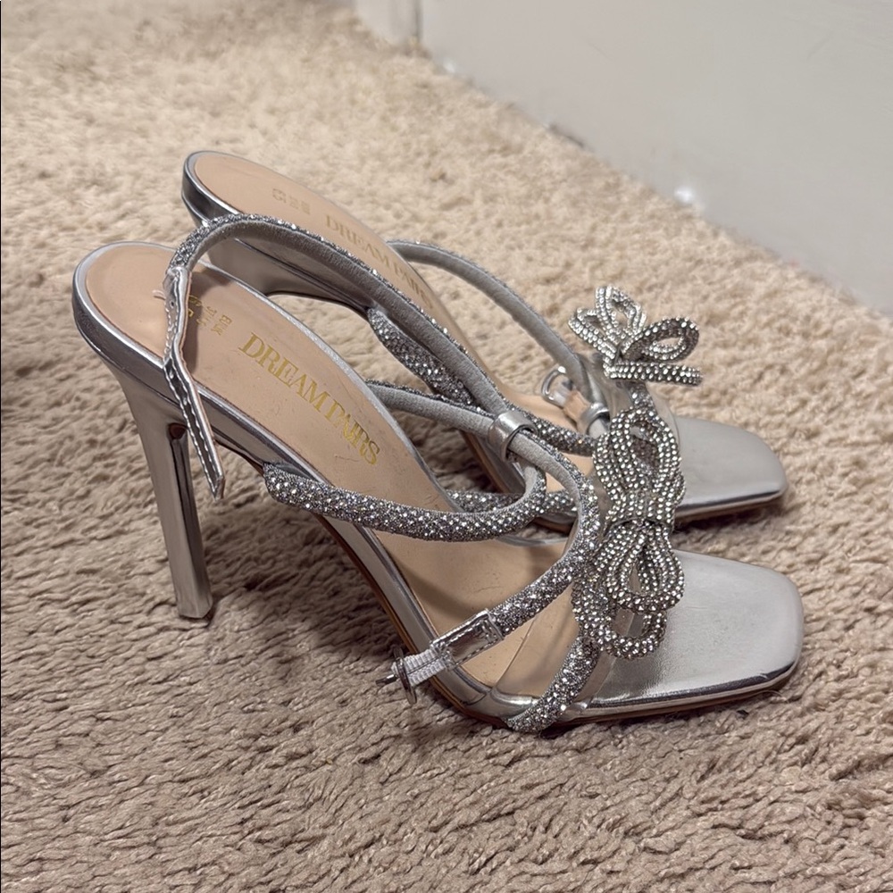 Dream Pairs Silver Rhinestone Embellished Heels